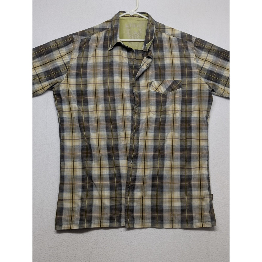 Kuhl Mens Short Sleeve Plaid Button Down Shirt Brown Green Hiking X Large